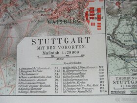 Stadtplan Stuttgart mit Vororten Jg.1910 & Register - 2