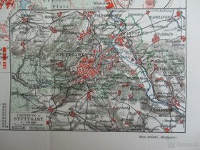 Stadtplan Stuttgart mit Vororten Jg.1910 & Register - 4