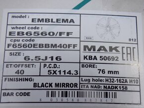 MAK Emblema nagelneue 16Zoll alufelgensatz mit LK 5x114,3 - 7