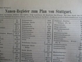 Stadtplan Stuttgart mit Vororten Jg.1910 & Register - 7